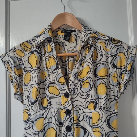 Crystal Candy Button Front Sun Dress with Fun 80's Pattern - Picture 2 of 6